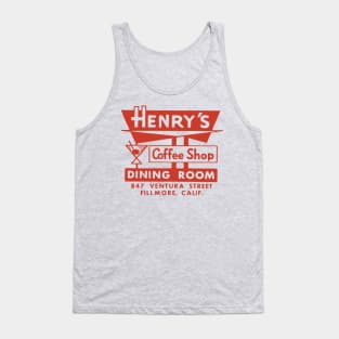 Vintage Diner Matchbook Henry's Coffee Shop Fillmore California Tank Top